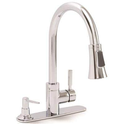 Essen Single Handle Pull-Down Sprayer Kitchen Faucet With Soap Dispenser in Chrome -  Premier, 120076