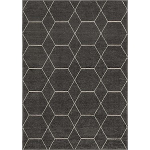 Trellis Frieze Dark Gray/Ivory 10 ft. x 14 ft. Geometric Area Rug