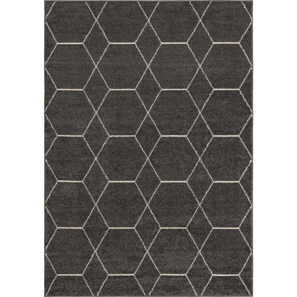 StyleWell Trellis Frieze Dark Gray/Ivory 10 ft. x 14 ft. Geometric Area Rug