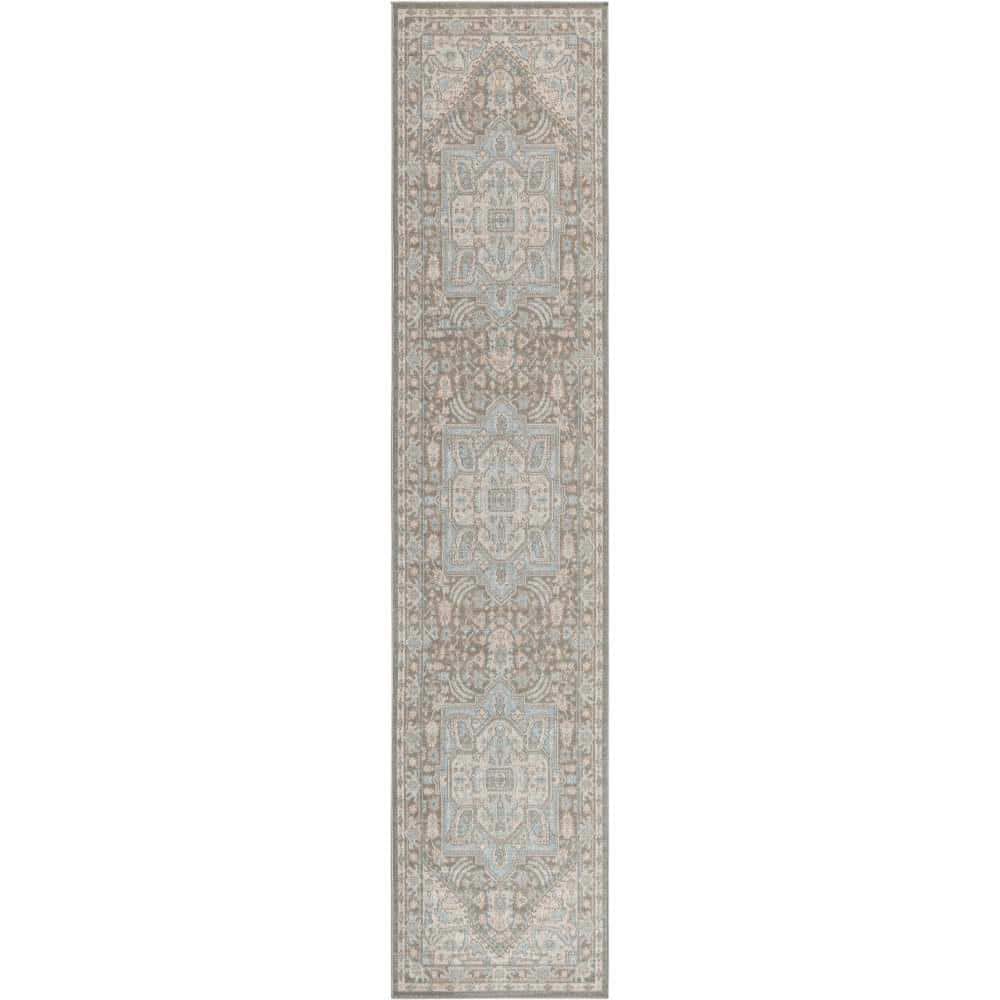 Unique Loom Whitney Milano Cloud Gray 2 ft. 7 in. x 12 ft. Area Rug