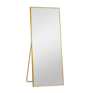 22 in. W x 65 in. H Rectangular Framed Wall Bathroom Vanity Mirror Full Length Full Body Mirror in Gold