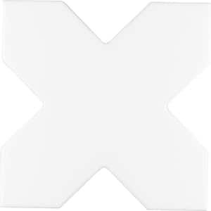 Siena White 5.35 in. x 5.35 in. Matte Ceramic Cross-Shaped Wall and Floor Tile (5.37 sq. ft./case) (27-pack)