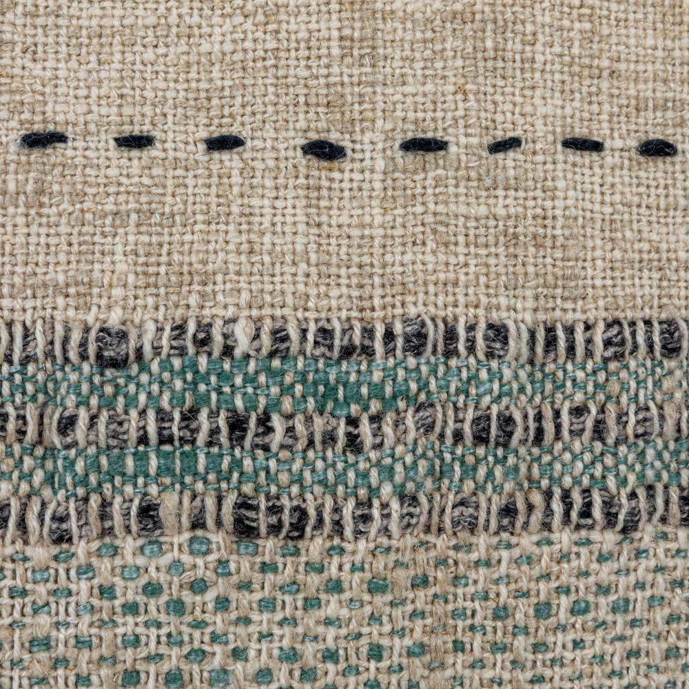 18" Square Natural Cotton Embroidered Pillow with Tassels