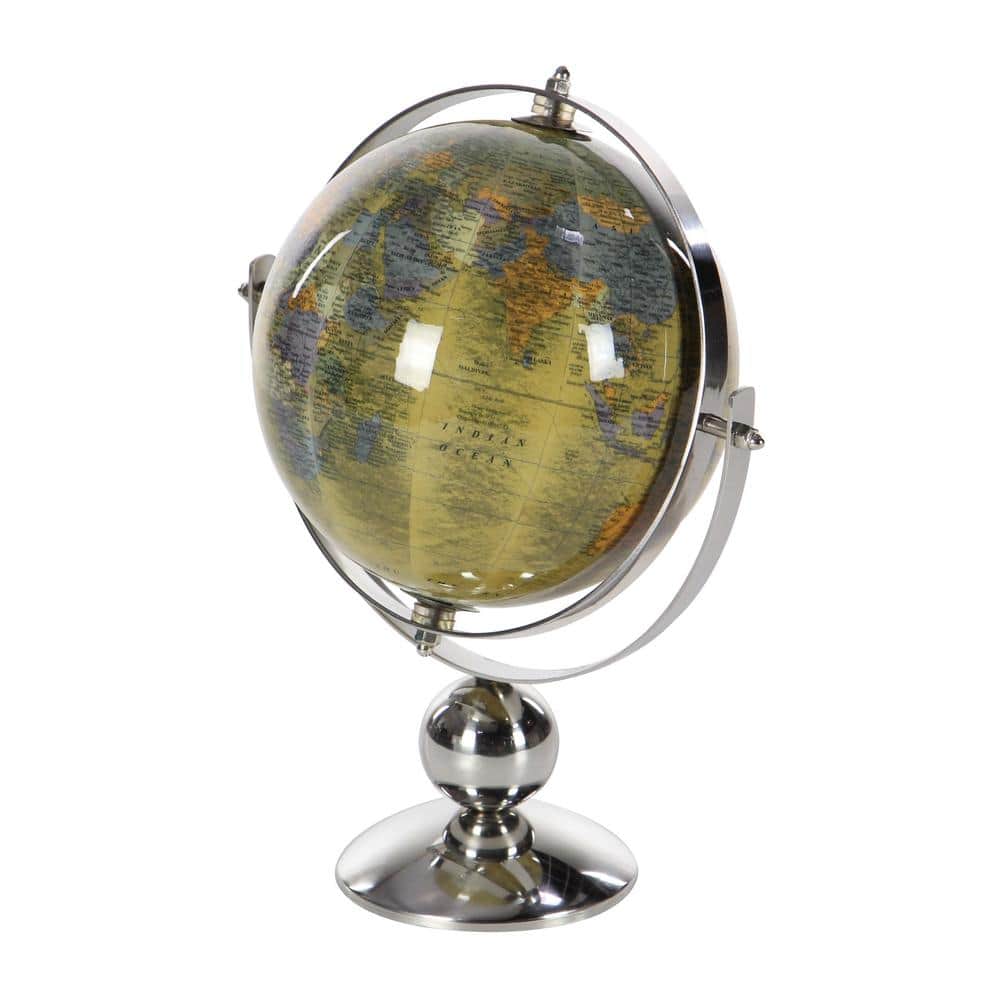Silver and Yellow Stainless Steel 11" Decorative Globe