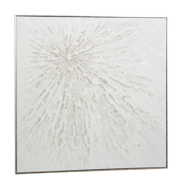 CosmoLiving by Cosmopolitan 1- Panel Starburst Framed Wall Art with Silver Frame 39 in. x 39 in.