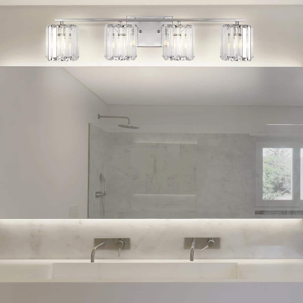 Chrome Glass Prism LED Vanity Light, 29.75"