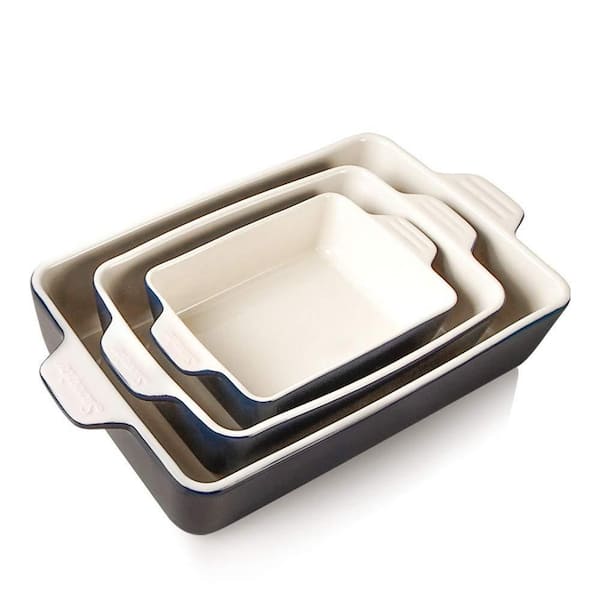3-Piece Ceramic Bakeware Set, Rectangular Baking Dish for Oven Lasagna Pans for Cooking, Kitchen, Cake Dinner