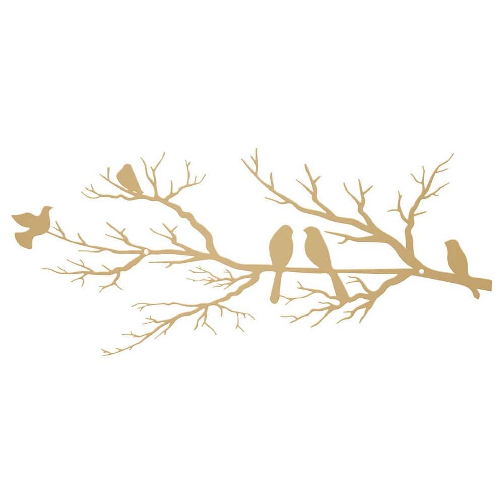 31.5 in. x 13.6 in. Metal Leaves with Bird Wall Art Outdoor Hanging Wall Sculpture for Home Balcony Garden, Gold price history on PriceWatchPro