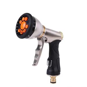 High Pressure 9-Pattern Hose Nozzle Garden Watering Hose Sprinkle Spray for Car and Motorcycle Cleaning, Light Gray