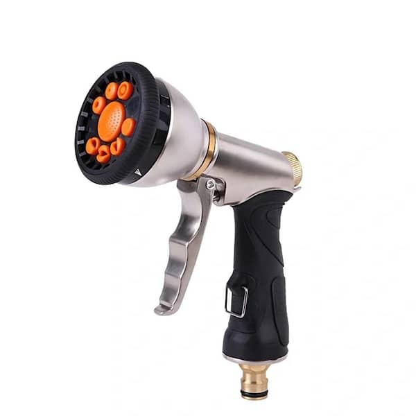 ITOPFOX High Pressure 9-Pattern Hose Nozzle Garden Watering Hose Sprinkle Spray for Car and Motorcycle Cleaning, Light Gray