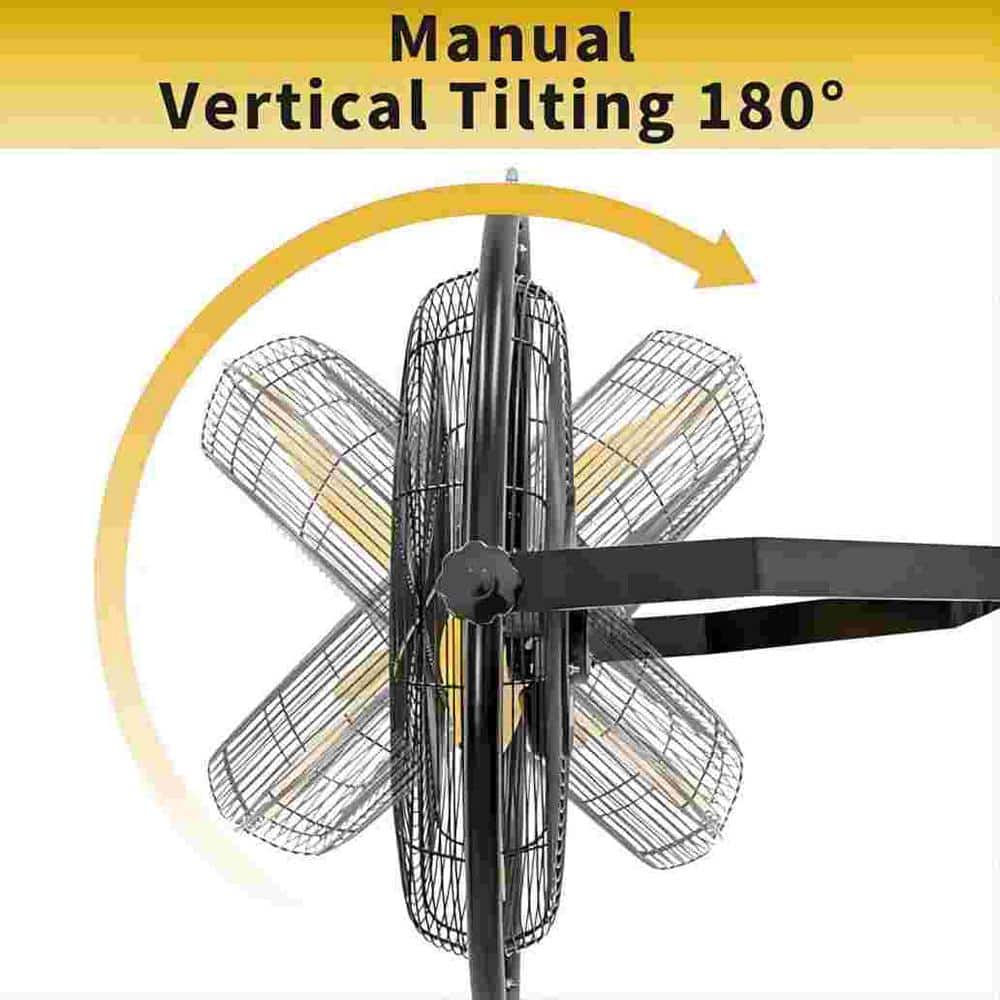 5000 CFM Black and Yellow Metal Remote Control Wall Mounted Fan