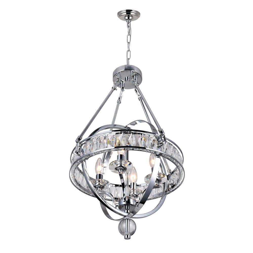 Arkansas Elegance 28" Chrome Orb Cage Chandelier with Candelabra Lights
