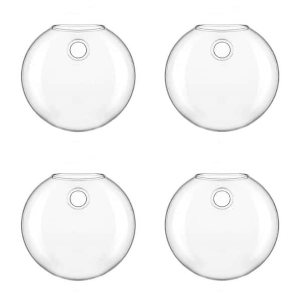 Angel Sar Wall Hanging Glass Planter Oblate Flower Vase for Hydroponics Plants and Living Room Decor (4-Pack)