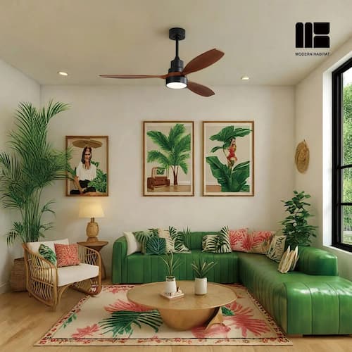 AuraVista 48 in. Indoor walnut blades Ceiling Fan with LED Light Bulbs and Remote Control Ceiling Fans