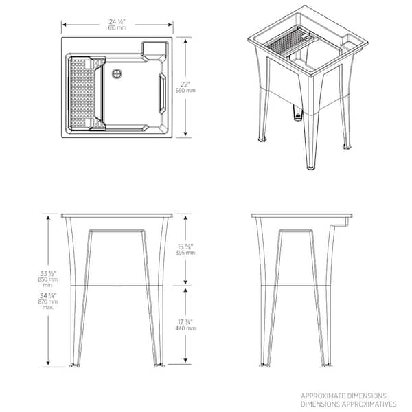 RUGGED TUB 18 Gal Freestanding Utility/Laundry Sink with Microban Protection and Faucet