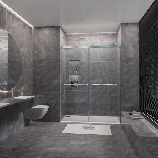 NANAWO 60 in. W x 80 in. H Sliding Frameless Shower Door in
