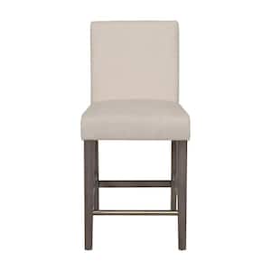 Laura 25 in Beige Full Back Wood Frame Cushioned Counter Height Stool with Fabric Seat
