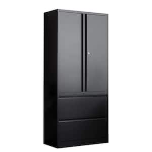 31.5 in. W x 70.87 in. H x 15.75 in. D 2 Adjustable Shelves Steel Garage Storage Freestanding Cabinet for in Black