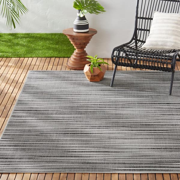 Patio Country Wynona Black/Beige 8 ft. x 10 ft. Abstract Indoor/Outdoor Area Rug