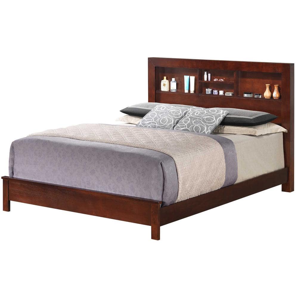 Burlington Cherry Full Bed with Upholstered Headboard and Storage