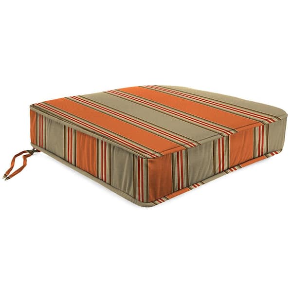 Jordan Manufacturing Sunbrella 22.5 in. x 21.5 in. Passage Poppy Multicolor Stripe Rectangular Boxed Edge Outdoor Square Deep Seat Cushion