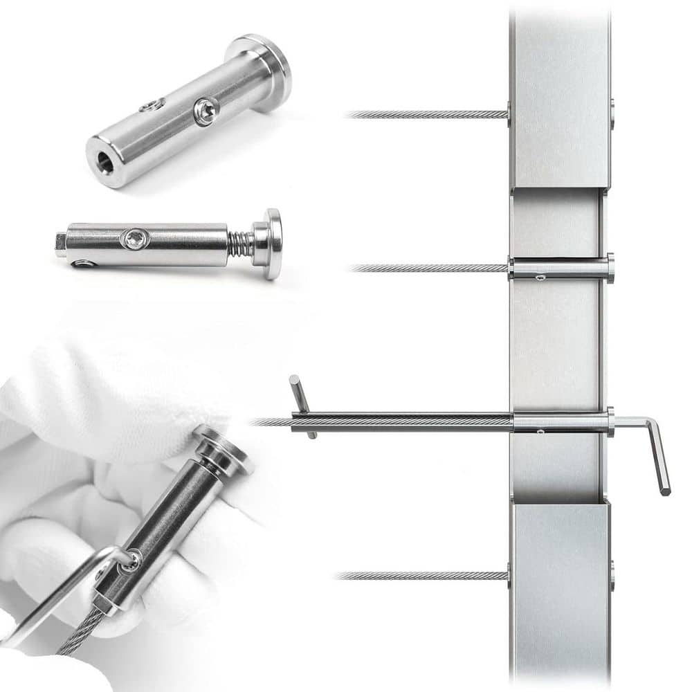 4.27 in. H x 2 in. W 10 Pairs 1/8 in.  Swageless Invisible Cable RailingKit Hardware for Metal Post T316 Stainless Steel price history on PriceWatchPro