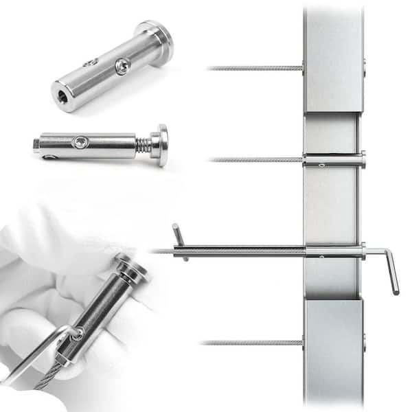 4.27 in. H x 2 in. W 10 Pairs 1/8 in.  Swageless Invisible Cable RailingKit Hardware for Metal Post T316 Stainless Steel