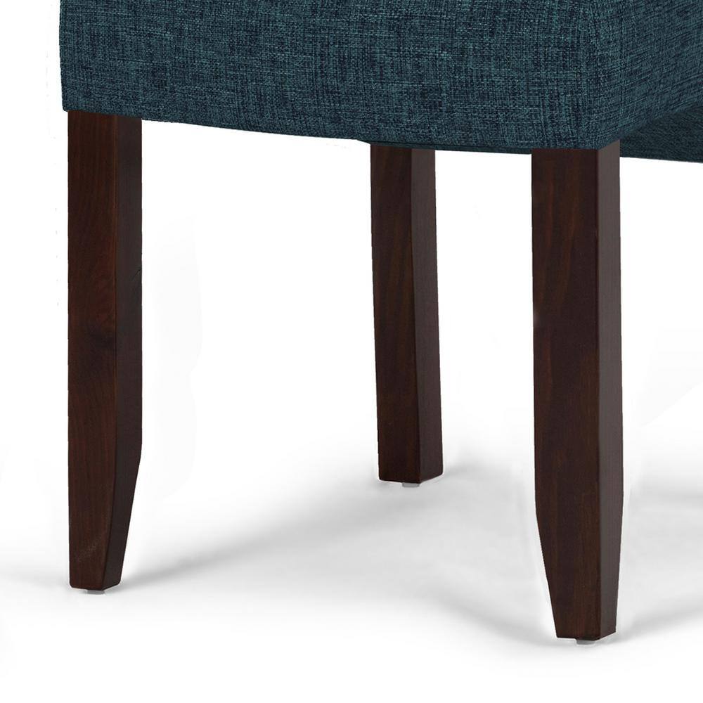 High-Back Denim Blue Linen Parsons Side Chair