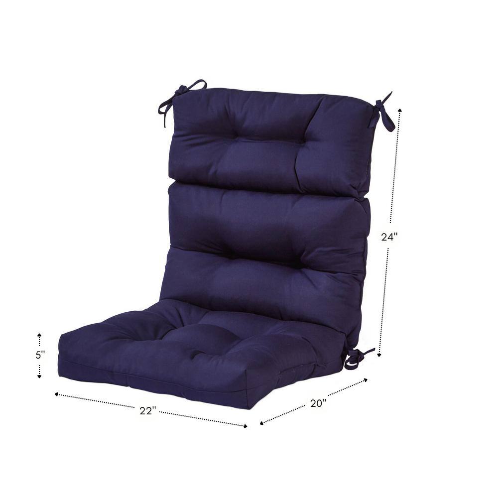 Navy High Back Tufted Outdoor Chair Cushions Set