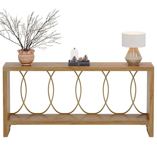 BYBLIGHT Turrella 71 in. Brown Extra Long Rectangle Wood Console Table ...
