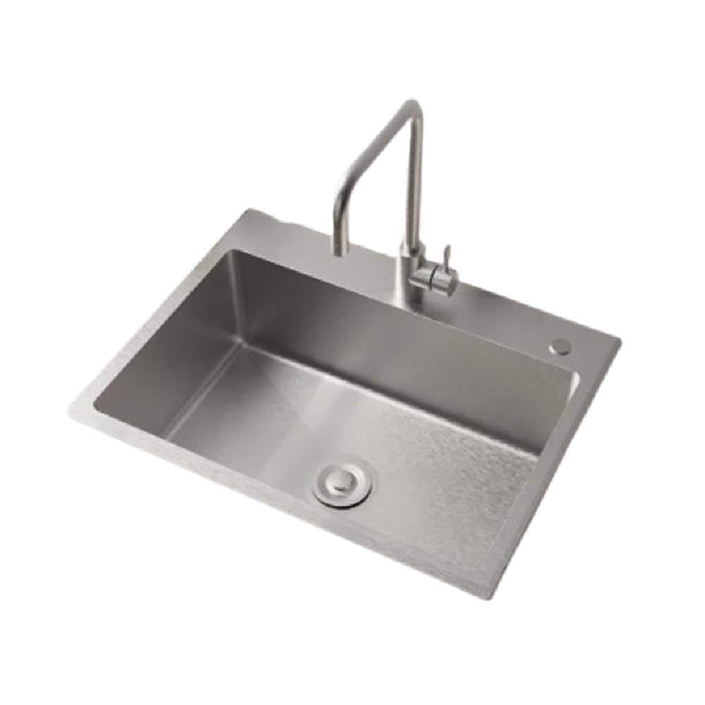 24 in. Drop-In Single Bowl 12 Gauge Silver Stainless Steel Kitchen Sink wit