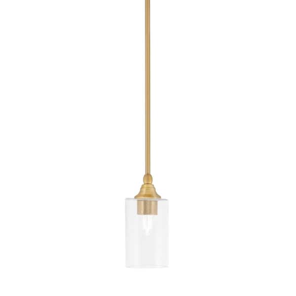 Unbranded Sparta 100-Watt 1-Light New Age Brass Shaded Pendant Light Mini Pendant with Clear Bubble Glass and No Blulb Included