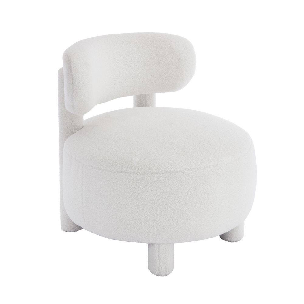 28 in. White Teddy Fabric Armless Accent Chair with Curved Backrest and Solid Wood Legs price history on PriceWatchPro