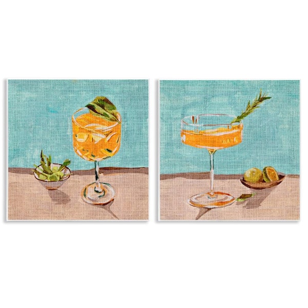 Stupell Industries Orange Cocktail Still Lifes by Melissa Wang 2 Pieces Unframed Food Graphic Art Print 12 in. x 12 in.
