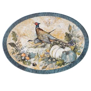 16 in. Harvest Gatherings Multicolored Earthenware Oval Platter