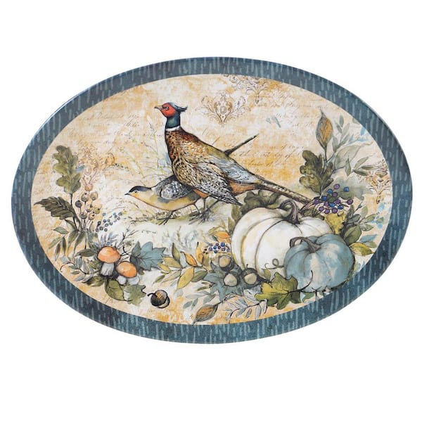 Certified International 16 in. Harvest Gatherings Multicolored Earthenware Oval Platter