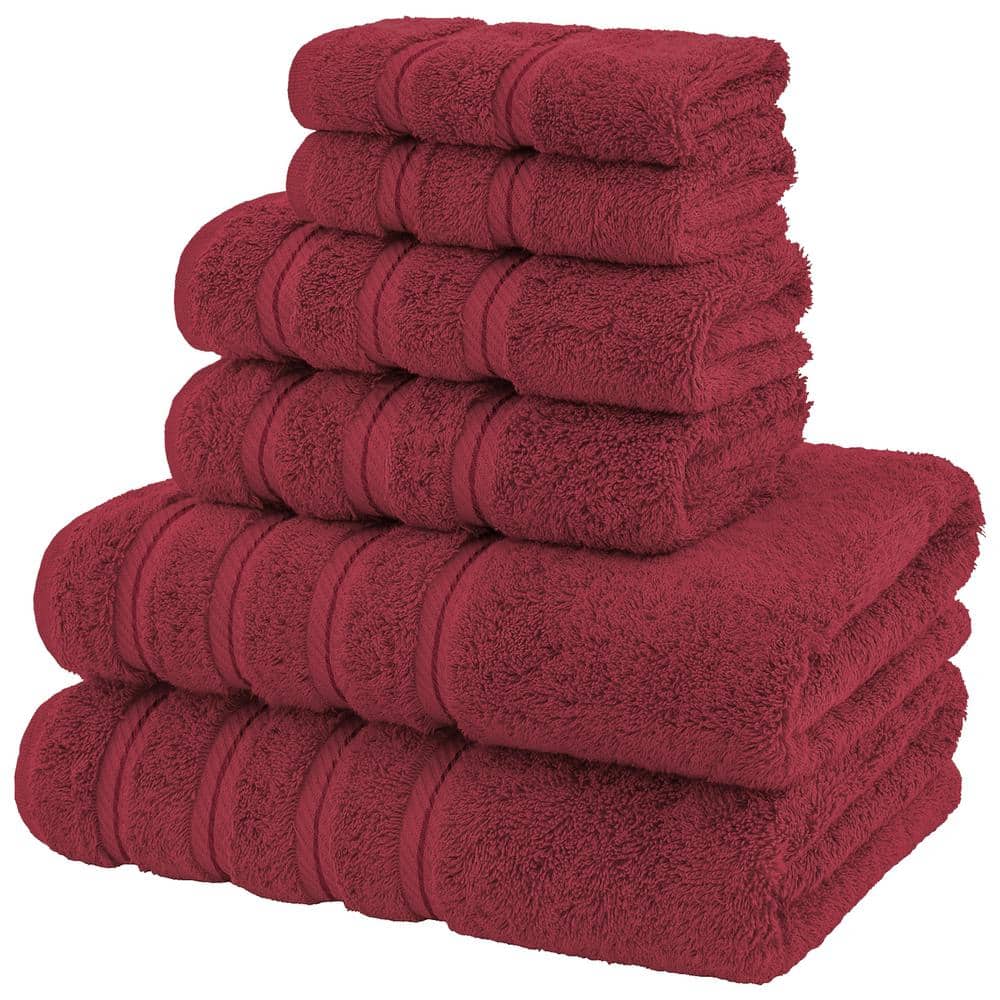 Bordeaux Red Turkish Cotton 6-Piece Towel Set