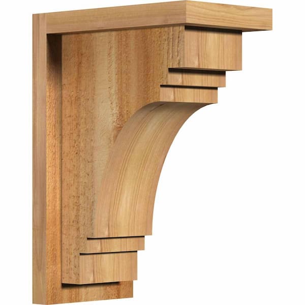 Ekena Millwork 6 in. x 10 in. x 14 in. Western Red Cedar Pescadero Rough Sawn Corbel with Backplate