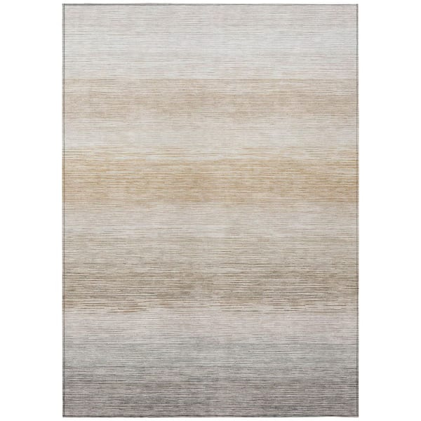 Chantille Machine Washable Indoor/Outdoor Abstract ACN2891 Putty 10 ft. x 14 ft. Area Rug