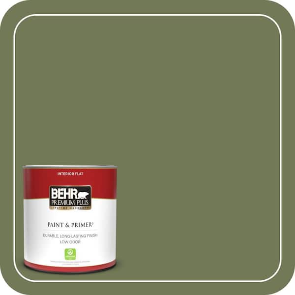 BEHR PREMIUM PLUS 1 qt. #BIC-56 Jalapeno Flat Low Odor Interior Paint & Primer