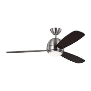 Orbis 52 in. Modern Indoor/Outdoor Brushed Steel Ceiling Fan with Silver/American Walnut Reversible Blades and Light Kit