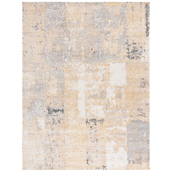 Tiffany 9 ft. x 12 ft. Gold/Silver Industrial Abstract Patchwork Area Rug