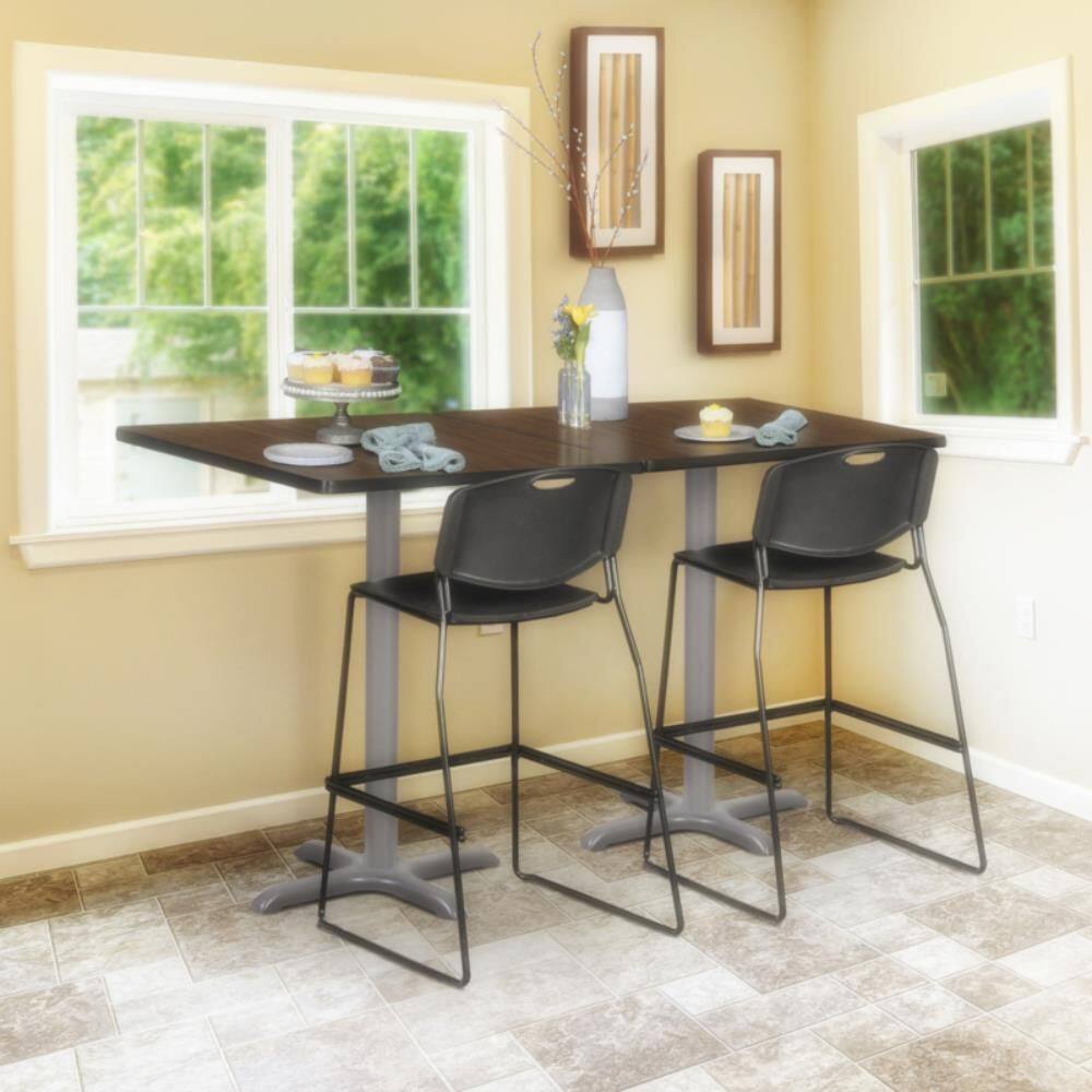 Cain Medium 36 in. Square Neo Walnut X-Base Cafe Table Desk with Grey Base price history on PriceWatchPro