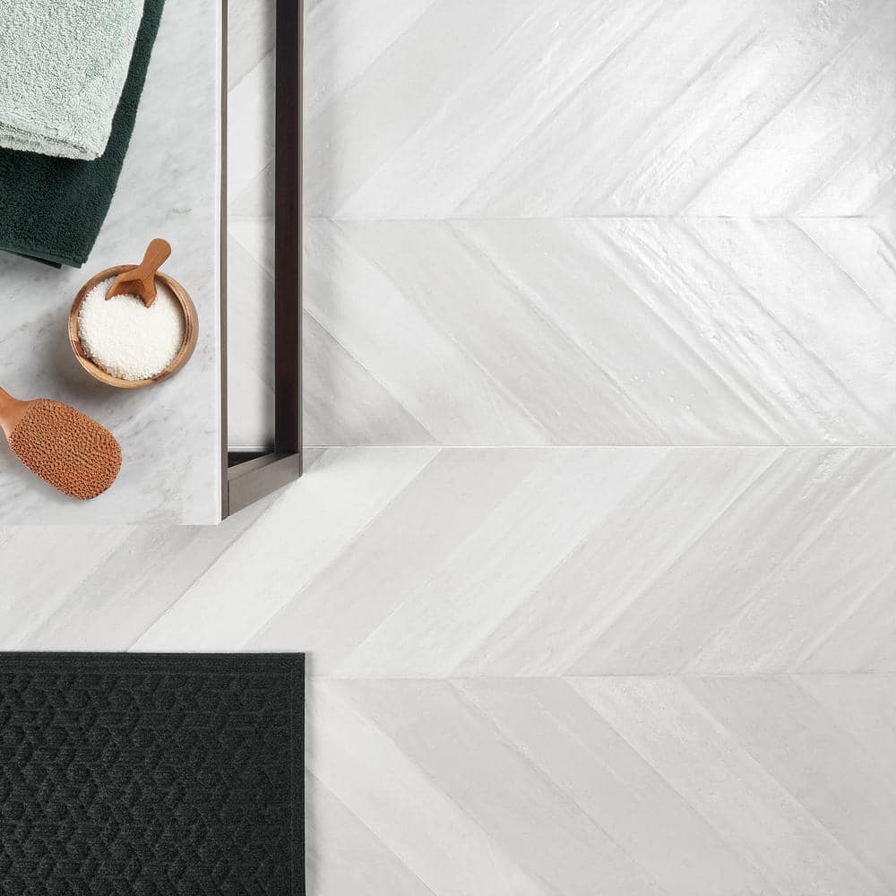 Nord 24" x 48" White Porcelain Stone Look Tile