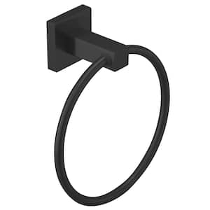 Wall Mounted Towel Ring Bath Round Towel Hanger for Bathroom Toilet Kitchen Stainless Steel in Matte Black