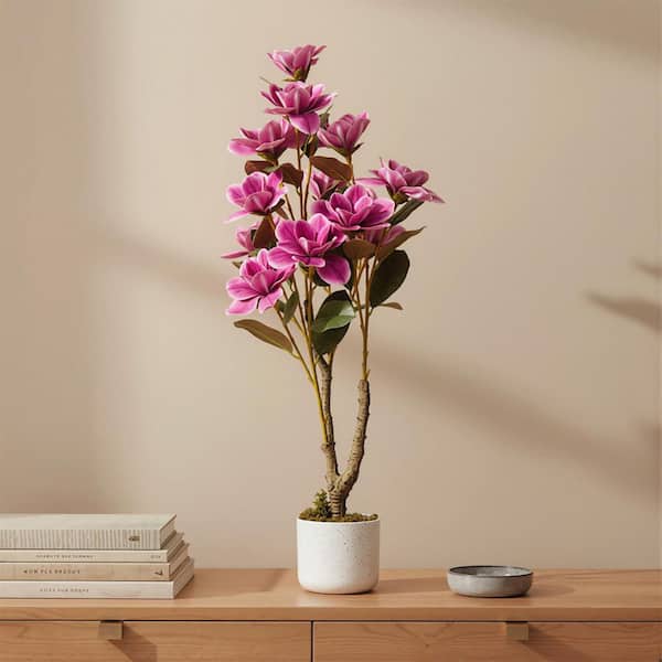 MOVECOM 3.1 ft. Artificial Magnolia Tree with Realistic Blooms