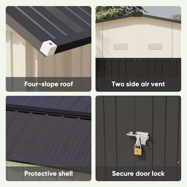 Patiowell 10 ft. W x 12 ft. D Barn Style Metal Storage Shed for Outdoor, Steel Yard Shed with Design of Lockable Doors 108 sq. ft. PAMS299A