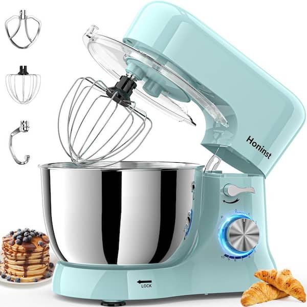 JEREMY CASS BigChef 5.5 Qt. 650 Watt 10 Speed Baby Blue Stand Mixer with Dough Hook Whisk and Beater XMAWK1509SB