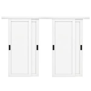 120 in. x 80 in. Paneled 1-Lite White Finished MDF Muti-Design Sliding Door with Hardware