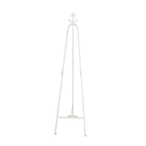 Litton Lane White Metal Tall Adjustable Minimalist Display Stand Easel with Chain Support